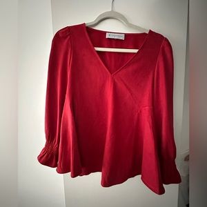 Tuckernuck red suede blouse